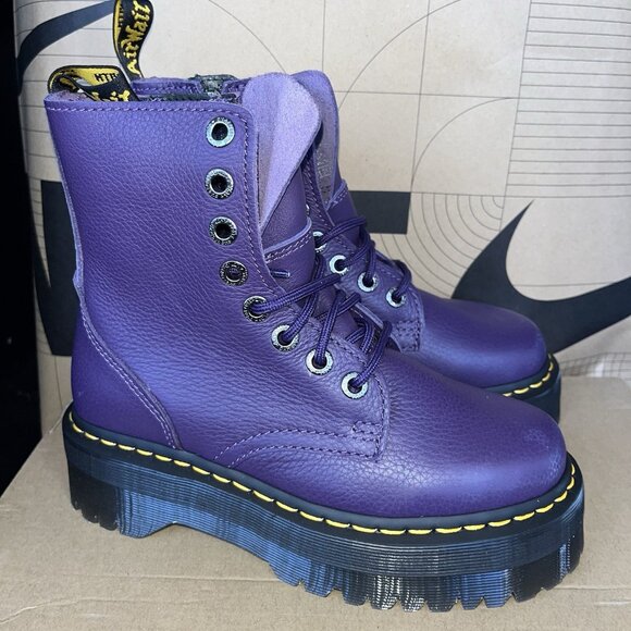 NEW Dr. Martens Jadon III 3 Platform Boots Rich Purple $250 Leather Women Size 6 - Picture 1 of 7
